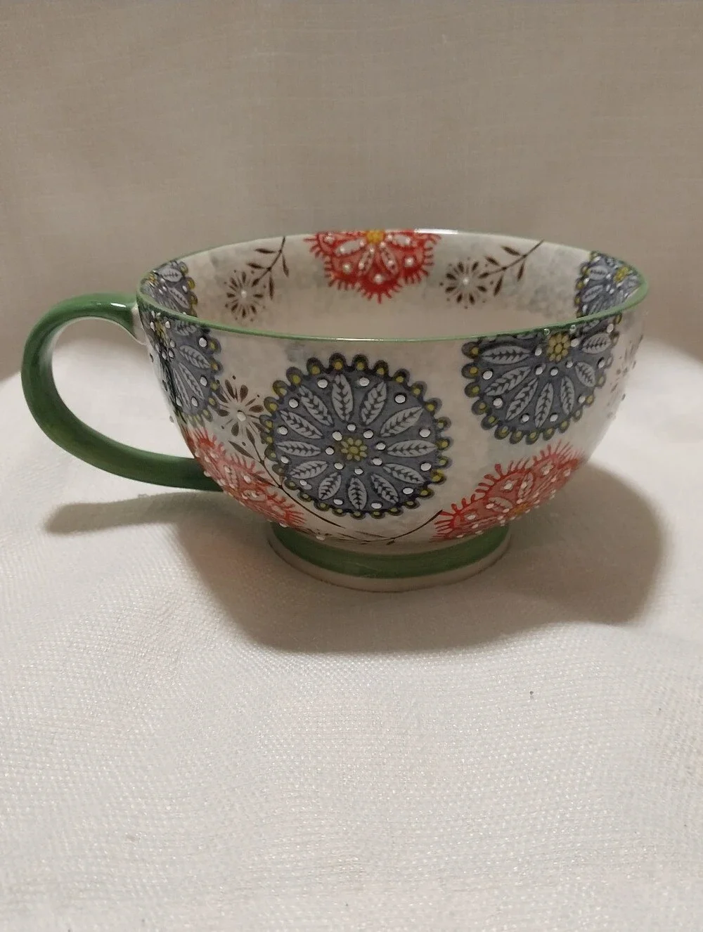 Pier 1 Imports Multicolor Mandala Floral Handpainted Oversized Mug